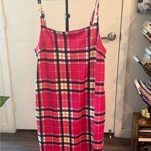Brandy Melville Red Plaid Dress with Black & White Accents